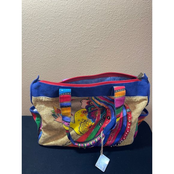 Laurel Burch Rose with Bird Woman Tote Bag Vibrant Colors - Picture 11 of 12